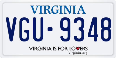 VA license plate VGU9348