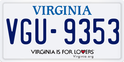 VA license plate VGU9353