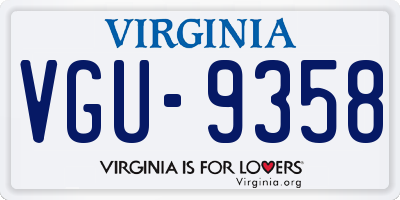 VA license plate VGU9358