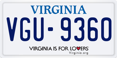 VA license plate VGU9360
