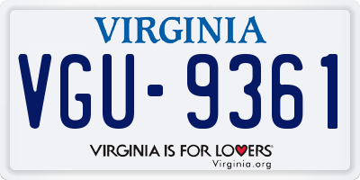 VA license plate VGU9361