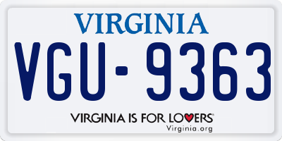 VA license plate VGU9363
