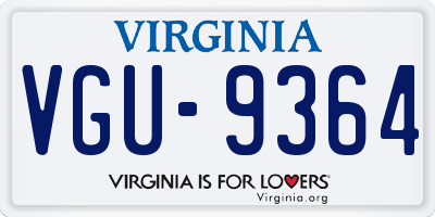VA license plate VGU9364