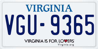 VA license plate VGU9365