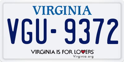 VA license plate VGU9372