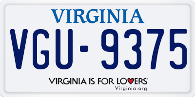 VA license plate VGU9375