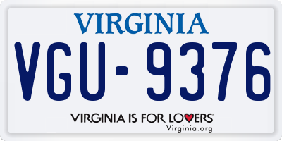 VA license plate VGU9376