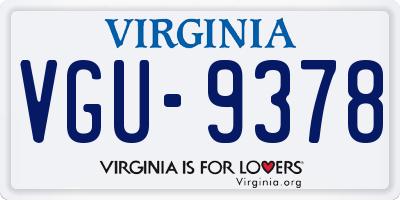 VA license plate VGU9378