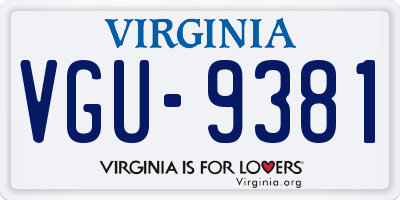 VA license plate VGU9381