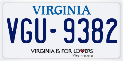 VA license plate VGU9382