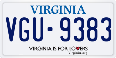 VA license plate VGU9383