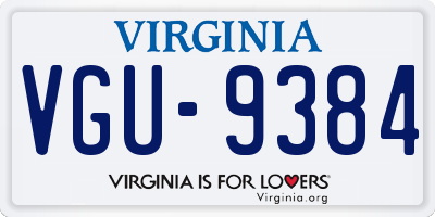 VA license plate VGU9384