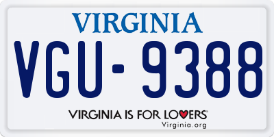 VA license plate VGU9388