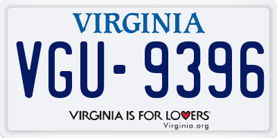 VA license plate VGU9396