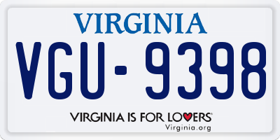 VA license plate VGU9398