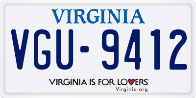 VA license plate VGU9412