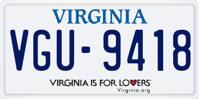 VA license plate VGU9418