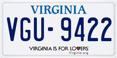 VA license plate VGU9422