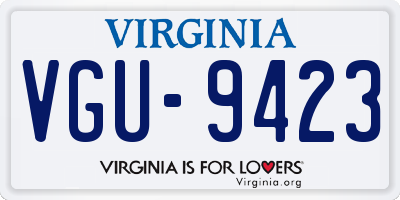 VA license plate VGU9423