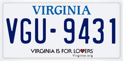 VA license plate VGU9431