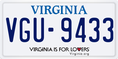 VA license plate VGU9433
