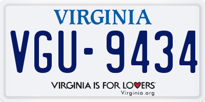VA license plate VGU9434