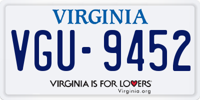 VA license plate VGU9452