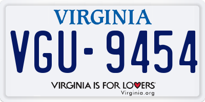 VA license plate VGU9454