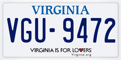 VA license plate VGU9472
