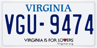 VA license plate VGU9474