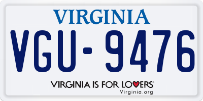 VA license plate VGU9476