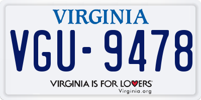 VA license plate VGU9478