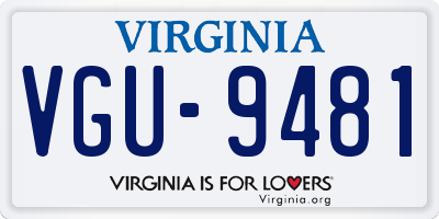 VA license plate VGU9481