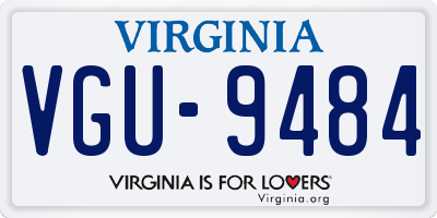 VA license plate VGU9484