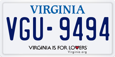 VA license plate VGU9494