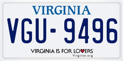 VA license plate VGU9496