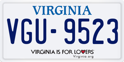 VA license plate VGU9523