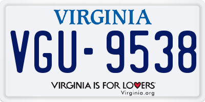 VA license plate VGU9538