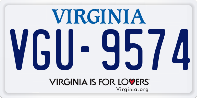 VA license plate VGU9574