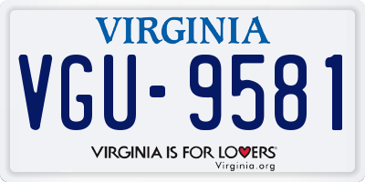 VA license plate VGU9581
