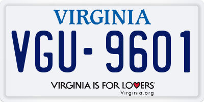 VA license plate VGU9601