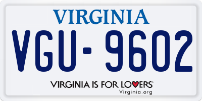 VA license plate VGU9602