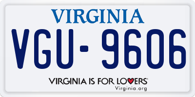 VA license plate VGU9606