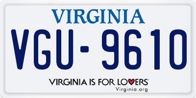 VA license plate VGU9610
