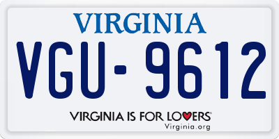 VA license plate VGU9612