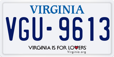 VA license plate VGU9613