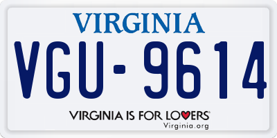 VA license plate VGU9614