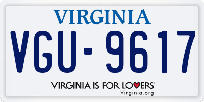 VA license plate VGU9617