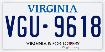VA license plate VGU9618