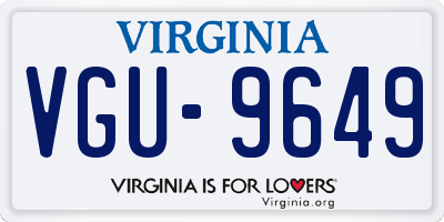 VA license plate VGU9649